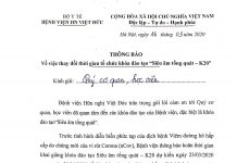 Thông báo: Về việc thay đổi thời gian tổ chức khóa đào tạo “Siêu âm tổng quát – K20”