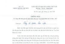 Thông báo: Về việc thay đổi thời gian tổ chức khóa đào tạo “Tạo hình thẩm mỹ cơ bản – K2”