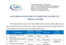 Lịch khai giảng dự kiến các khóa đào tạo liên tục tháng 8 năm 2020