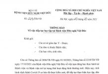 THÔNG BÁO: Về việc tiếp tục học tập tại Bệnh viện Hữu nghị Việt Đức