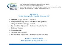 Kế hoạch tổ chức khóa đào tạo Cập nhật về lọc máu – K1