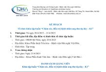 Kế hoạch tổ chức khóa tập huấn “Chăm sóc, điều trị bệnh nhân ung thư dạ dày – K1”