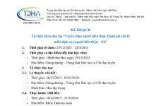 Kế hoạch tổ chức khóa đào tạo “Tuyển chọn người hiến thận. Đánh giá yếu tố miễn dịch của người hiến thận – K6”