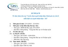 Kế hoạch tổ chức khóa đào tạo “Tuyển chọn người nhận thận. Đánh giá yếu tố miễn dịch của người nhận thận – K6”