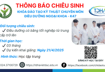 Chiêu sinh khoá đào tạo kỹ thuật chuyên môn “Điều dưỡng ngoại khoa – K47”