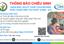 Chiêu sinh khoá đào tạo kỹ thuật chuyên môn “Phẫu thuật điều trị thoát vị bẹn – K15”