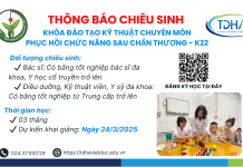 Chiêu sinh khóa đào tạo “Phục hồi chức năng sau chấn thương – K22”