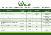 Lịch khai giảng dự kiến các khóa đào tạo tháng 5, 6 năm 2025